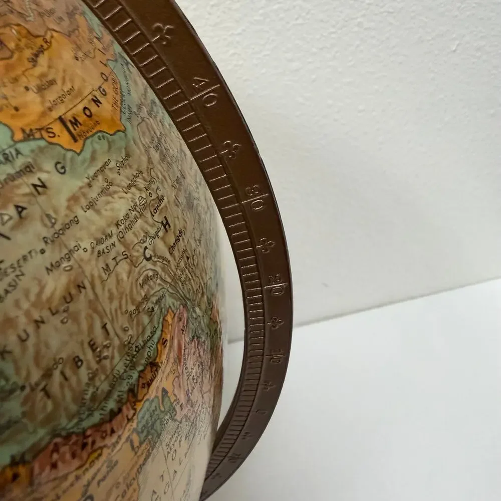 Replogle World Classic Series 12” Globe Wood Base Raised Relief Map Made in USA